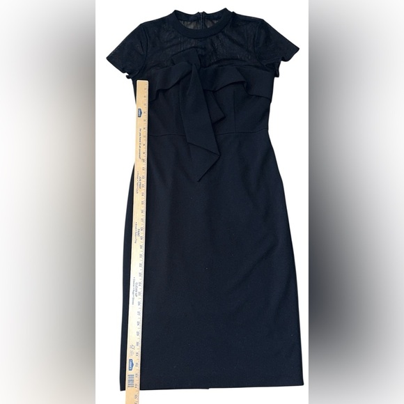 JS Collections Black Dress with Ruffle Detail, and a Sheer top - Picture 3 of 5